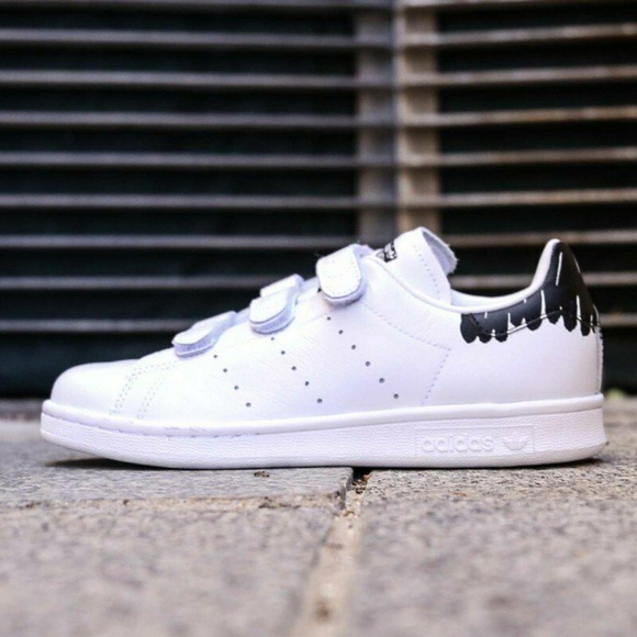 adidas originals white and navy stan smith cf sneakers